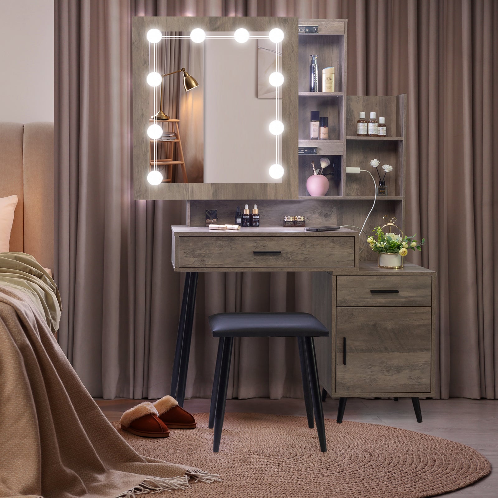 Metallic Industrial Vanity Table