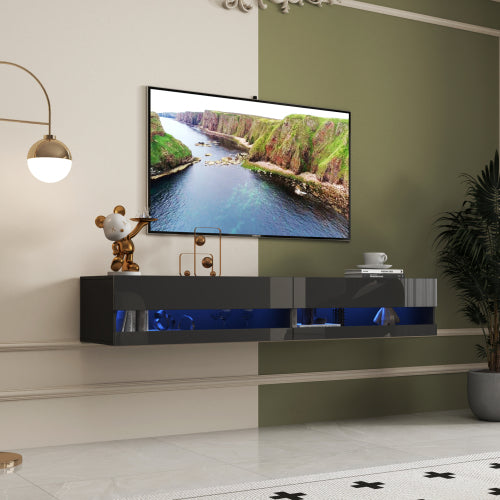 Wall Mounted TV Stand LED Charging Station Living Room