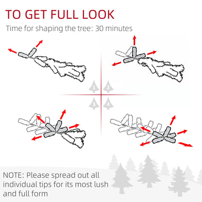 HOMCOM 6 Foot Artificial Christmas Tree, Pine Hinged Xmas Tree With 795 Realistic Branches, Steel Base, Auto Open, Green