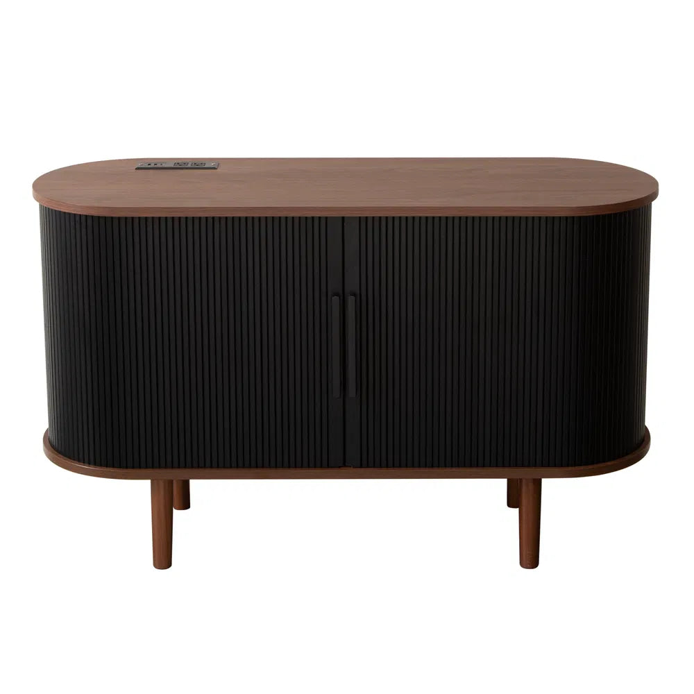 Fralimk Sideboard Buffet-Schrank mit Stauraum, moderner gerillter Stauraum-Schrank für das Esszimmer, Tambourtür-Konsolentisch für das Wohnzimmer, Büroschrank oder TV-Ständer, Akzent-Sideboard-Schrank