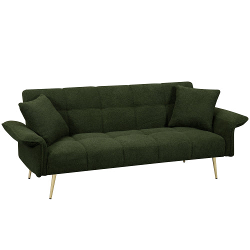 Grey Folding Armrest Sofa Green Quick-Convert
