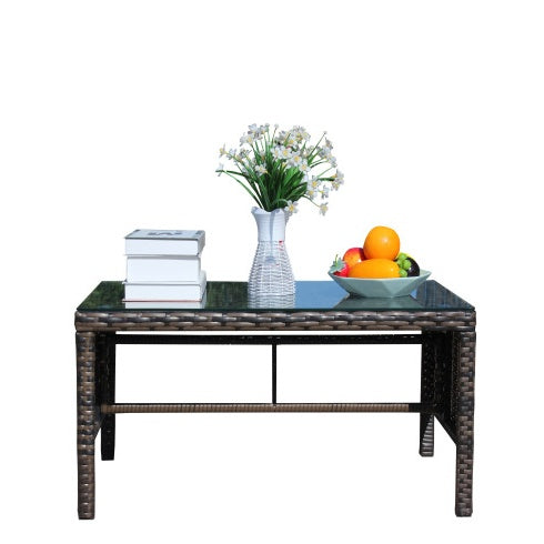Rectangular Brown Rattan Table