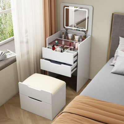 48 cm 3-in-1 Schminktisch mit Klapp-Spiegel, Kleines Make-up-Schreibtisch-Set mit sichtbarer Glasplatte, Kompakter Schminktisch mit 3 Schubladen, Ankleidetisch für das Schlafzimmer, Prime Day, Angebote für Sie Tage