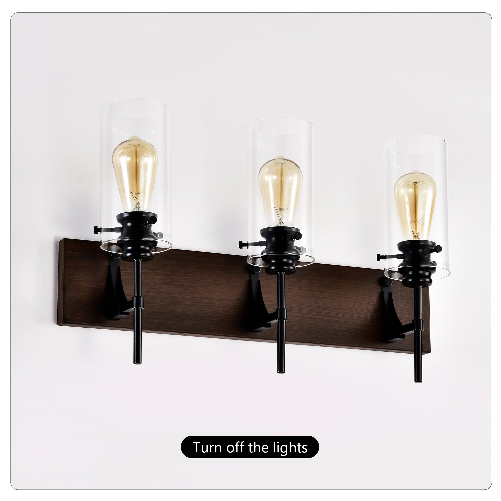 Black Glass 3-Light Vanity Fixture