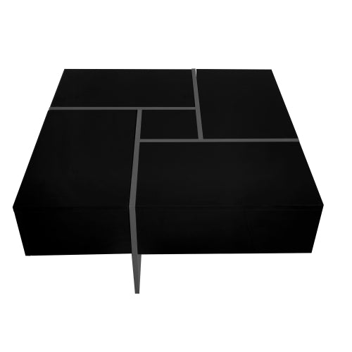 Mesa de centro de diseño único con 4 compartimentos de almacenamiento ocultos