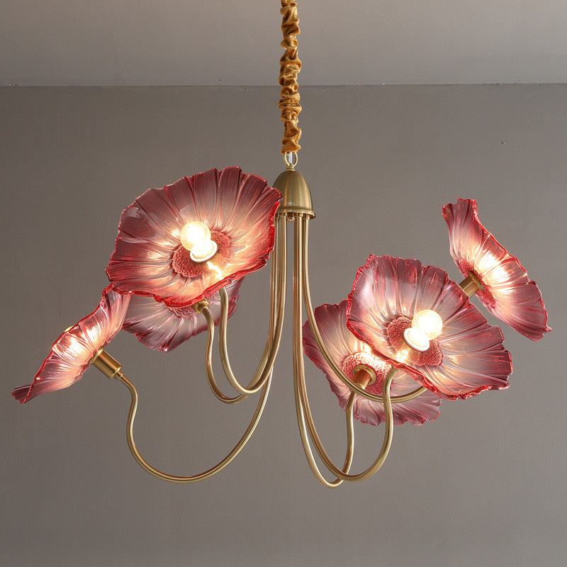 Glass Lotus Leaf Chandelier