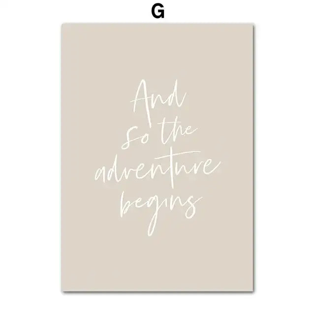Beige rectangular wall art by decorbites featuring elegant white cursive text for bohemia beach home decor