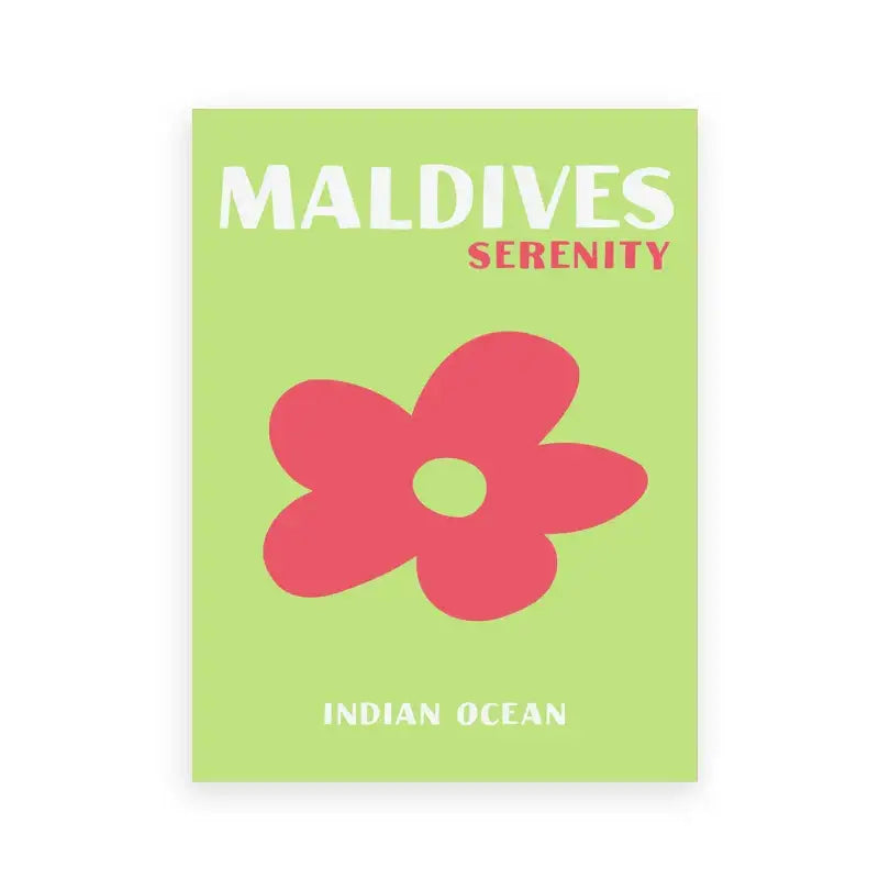 Decorbites beach travel posters featuring a vibrant lime green maldives serenity design for living room decor