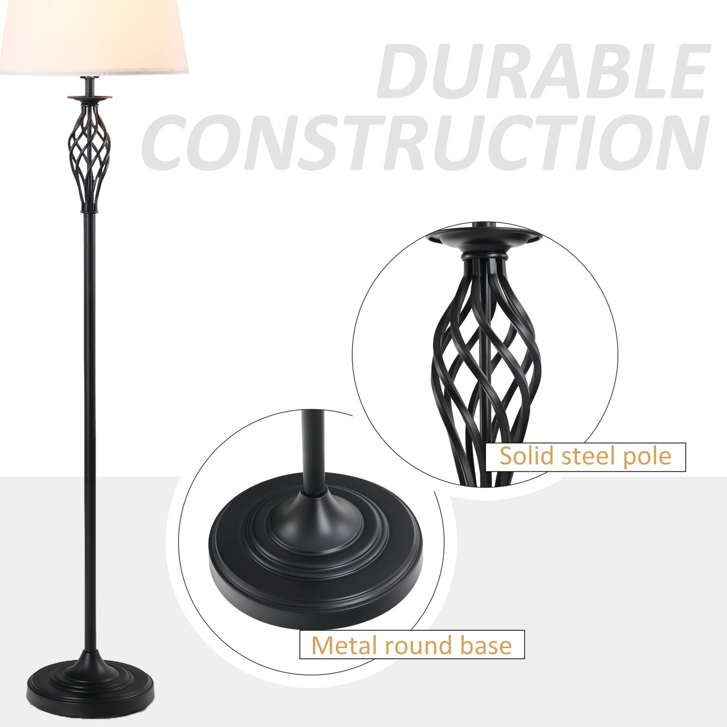 3 Piece Table Floor Lamp Set with Pole