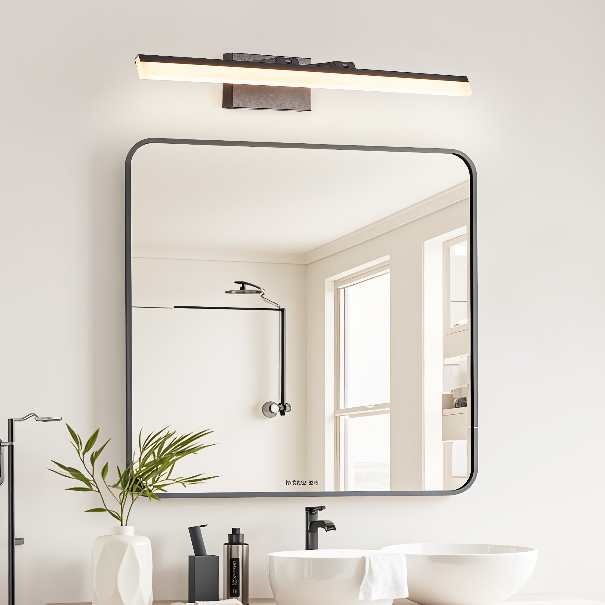 Luz de Vanidad de Baño LED Moderna de 32 Pulgadas - Luz de Pared de Metal Negro Elegante para Espejo, Vestidor o Área de Lavabo