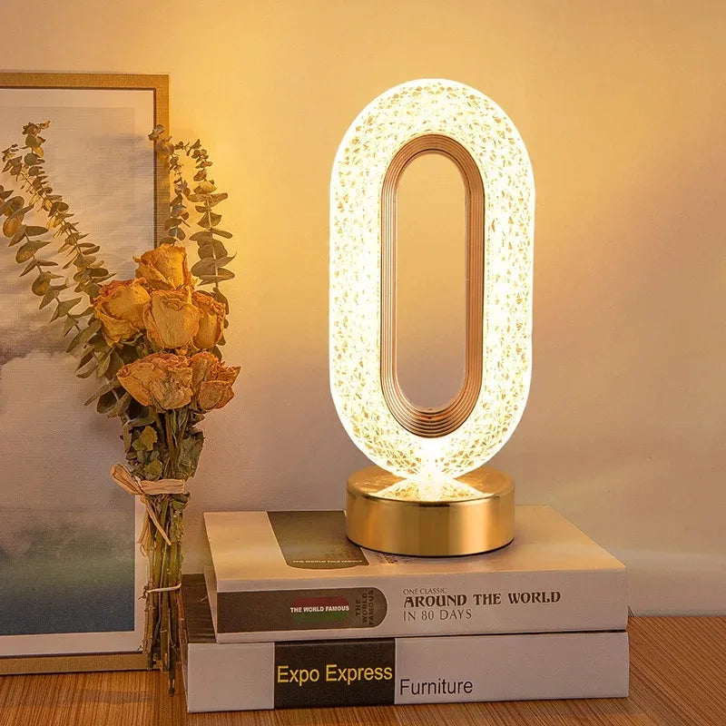 Bedroom Crystal Touch Dimming Night Light Girls Room Home Decor Aesthetics USB Bedside LED Ambient Table 3D Moon Lamp