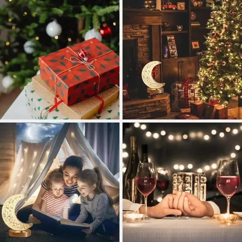 Bedroom Crystal Touch Dimming Night Light Girls Room Home Decor Aesthetics USB Bedside LED Ambient Table 3D Moon Lamp