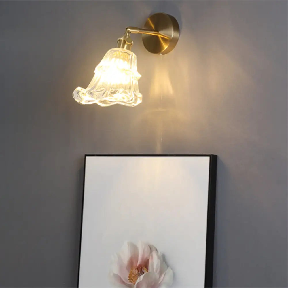 Bedside Wall Mount Clear Glass Industrial Light Fixture