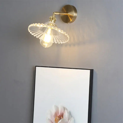 Bedside Wall Mount Clear Glass Industrial Light Fixture