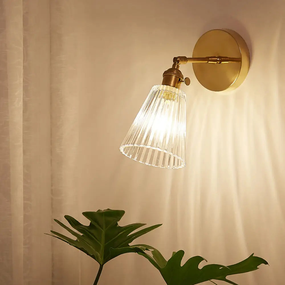 Bedside Wall Mount Clear Glass Industrial Light Fixture