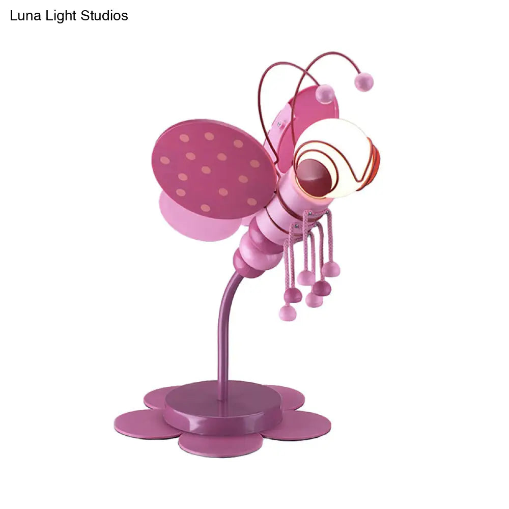 Bee-Theme Cartoon Desk Lamp: Metal Reading Light for Kids' Study Room