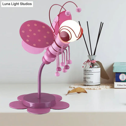 Bee-Theme Cartoon Desk Lamp: Metal Reading Light for Kids' Study Room