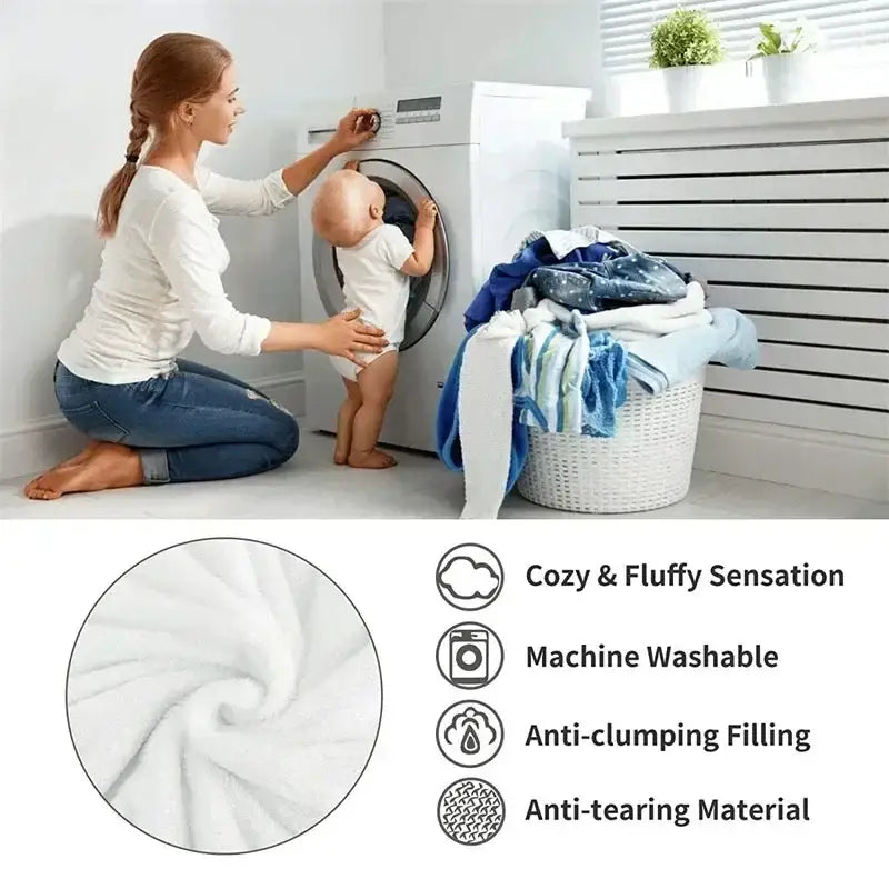 Beige carved velvet warmth blanket with white plush soft texture and machine-washable anti-clumping filling decorbites carved velvet