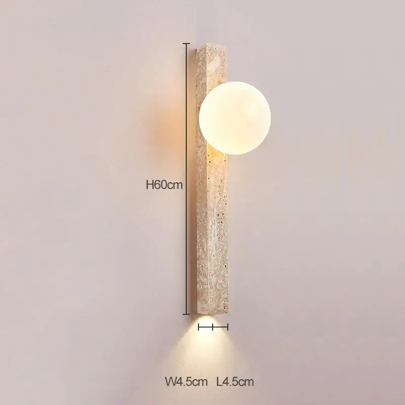 Beige decorbites cave stone wall lamp with textured stone and frosted glass globe for living room decorbites cave stone wall