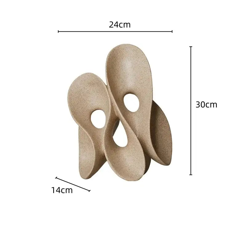 Beige ceramic coral hollow sculpture with flowing interconnected forms for abstract living room decor by decorbites coral hollow