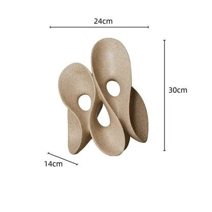 Beige ceramic coral hollow sculpture with flowing interconnected forms for abstract living room decor by decorbites coral hollow