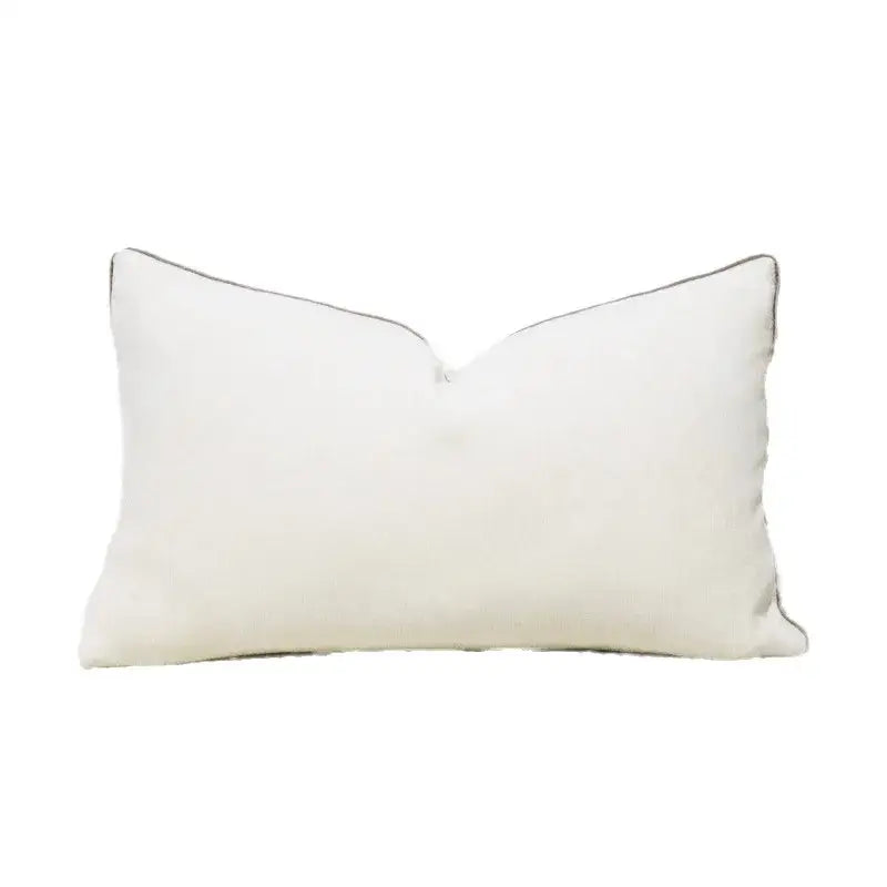 Beige convex rings geometry jacquard living room cushion cover with cream rectangular pillow and subtle gray piping decorbites convex rings