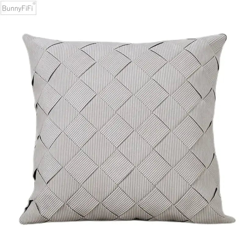 Gray woven fabric throw pillow with diamond pattern featuring decorbites grey weaving for living room decorbites grey pillow cover