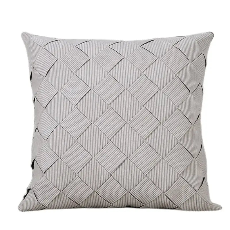 Gray woven fabric throw pillow with diamond pattern in decorbites grey weaving pillow cover for living room and bedroom decor