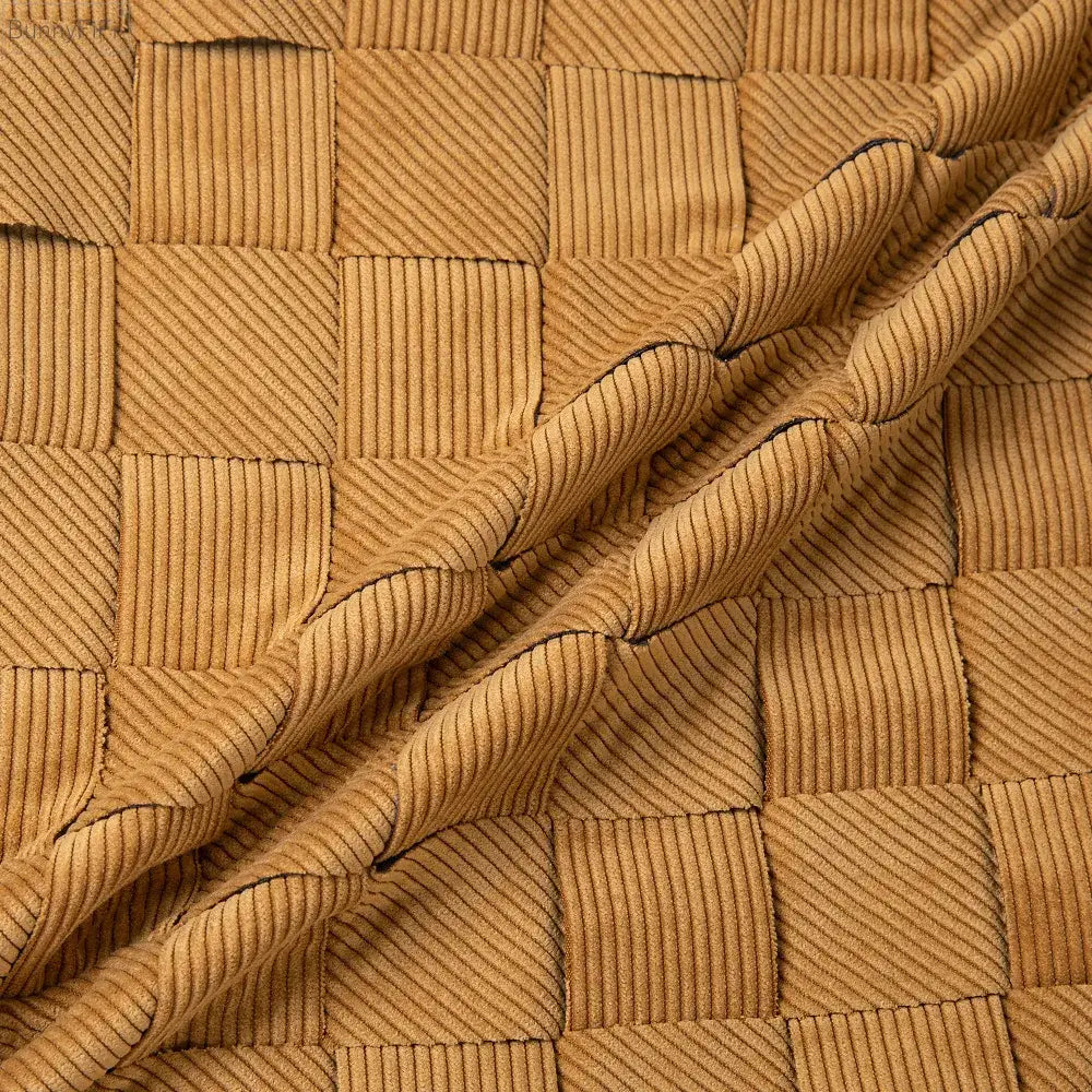 Beige corduroy pillow cover with woven quilted diamond pattern for living room and bedroom decorbites grey weaving