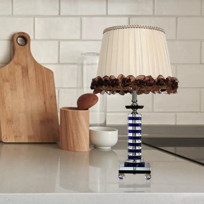 Beige Crystal Night Light Tower: Traditional Style Lamp for Living Room