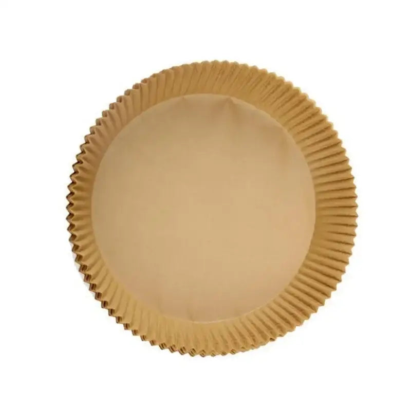 Beige fluted decorbites air fryer paper liner with smooth interior surface ideal for kitchen baking and air fryer use