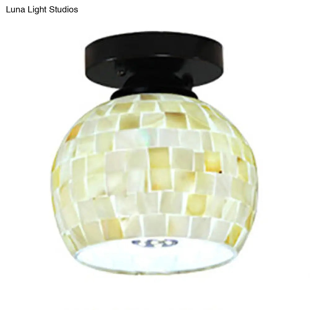 Lámpara de techo empotrada DecorBites™ DecorBites™ de cristal mosaico Tiffany geométrico beige con 1 bombilla - Diseño único y elegante