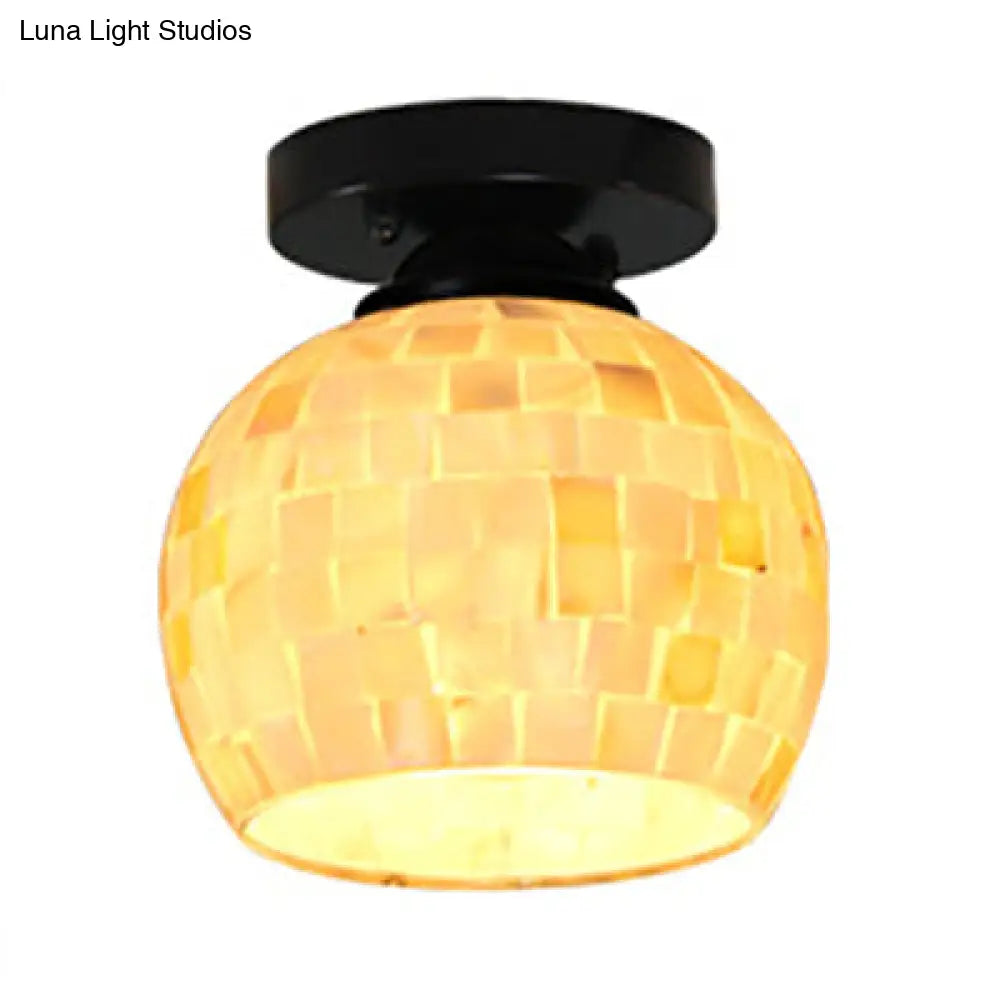 Lámpara de techo empotrada DecorBites™ DecorBites™ de cristal mosaico Tiffany geométrico beige con 1 bombilla - Diseño único y elegante