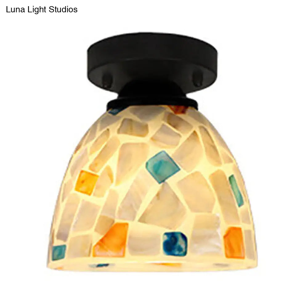 Lámpara de techo empotrada DecorBites™ DecorBites™ de cristal mosaico Tiffany geométrico beige con 1 bombilla - Diseño único y elegante