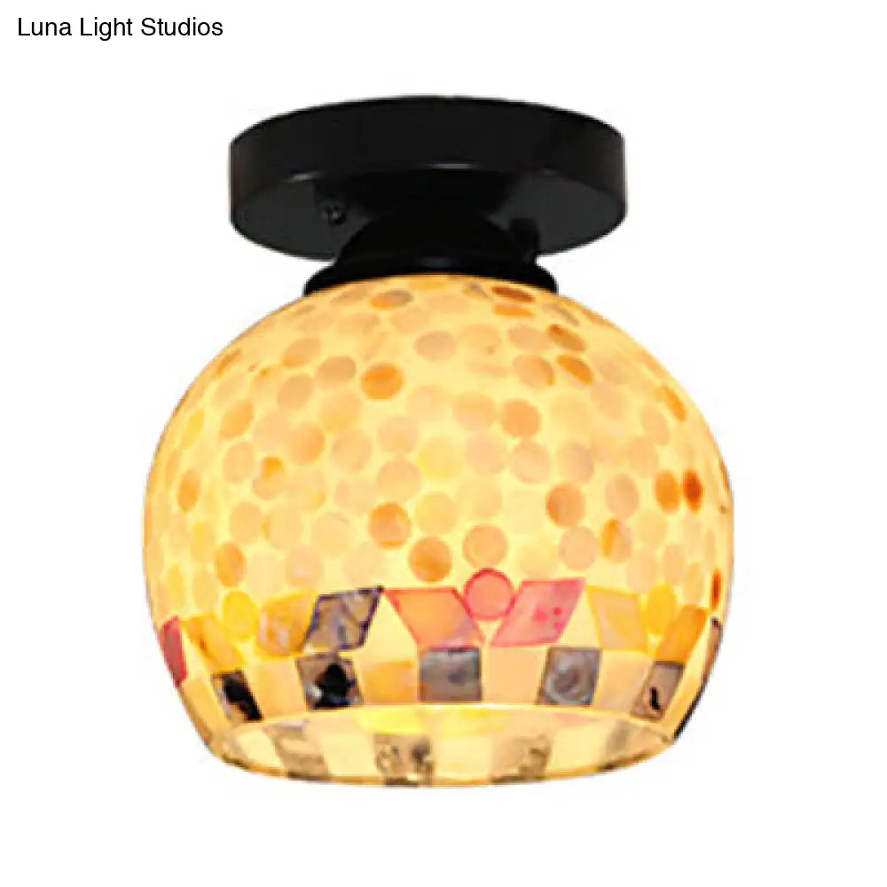 Lámpara de techo empotrada DecorBites™ DecorBites™ de cristal mosaico Tiffany geométrico beige con 1 bombilla - Diseño único y elegante