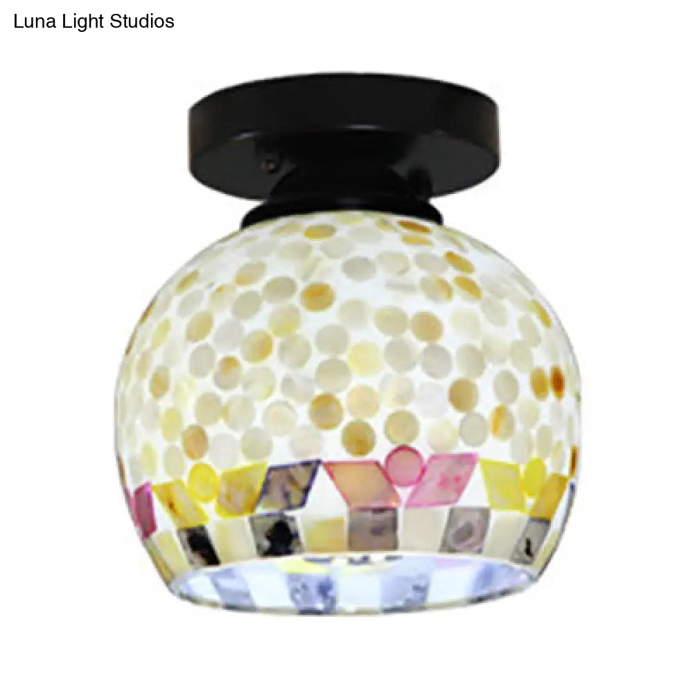 Lámpara de techo empotrada DecorBites™ DecorBites™ de cristal mosaico Tiffany geométrico beige con 1 bombilla - Diseño único y elegante