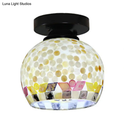 Lámpara de techo empotrada DecorBites™ DecorBites™ de cristal mosaico Tiffany geométrico beige con 1 bombilla - Diseño único y elegante