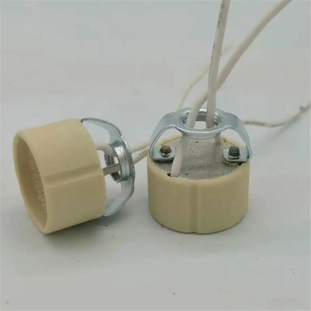 Beige gu10 ceramic socket holder with cream ceramic lamp holder and metal bracket for kitchen light wire connections