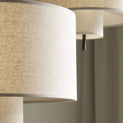 Beige linen bohemia fabric pendel lamp with subtle woven pattern and cylindrical design for office or living room decorbites bohemia fabric