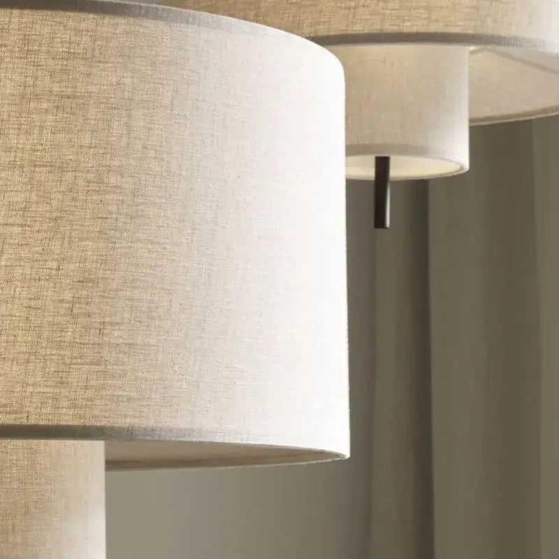 Beige linen bohemia fabric pendel lamp with subtle woven pattern and cylindrical design for office or living room decorbites bohemia fabric