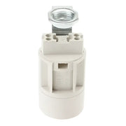 Beige plastic e14 bulb socket holder set of 4 with metallic threaded top cap for bedroom lamp use