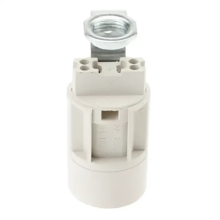 Beige plastic e14 bulb socket holder set of 4 with metallic threaded top cap for bedroom lamp use