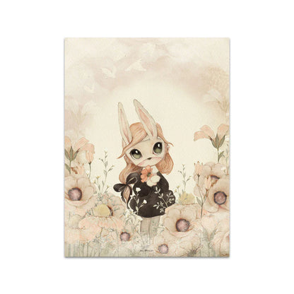Beige Rabbit Girl Canvas Print for Kidsató Room - 02 / 20x30cm No Framed - Posters