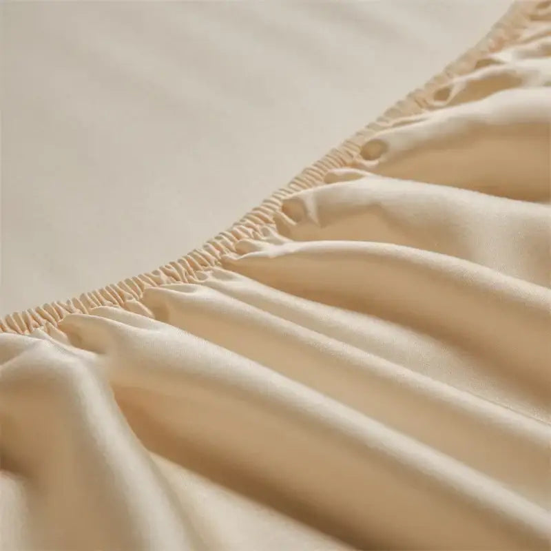 Beige satin 1000tc egyptian cotton fitted sheet with cream-colored soft texture and elastic edge for decorbites 1000tc egyptian set