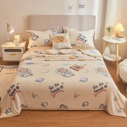 Beige space astronaut cartoon flannel blanket with planet and astronaut prints and go to space text for bedroom decorbites cartoon flannel