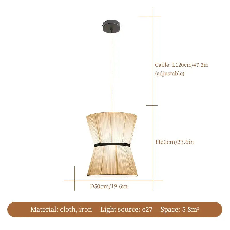 Beige tapered cocoon cloth chandelier kitchen pendant light with woven natural fabric shade and black metal decorbites cocoon cloth