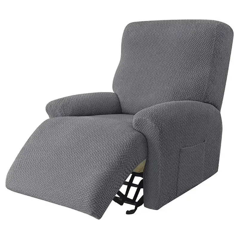 Gray textured fabric recliner cover with subtle herringbone pattern for sofa cover and accent chairs in living room