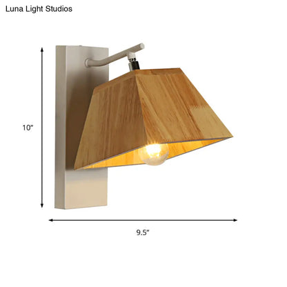 DecorBites™ Beige Trapezoid Shade Rotatable Wood Wall Sconce - Modern Balcony Bedroom Lamp