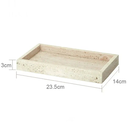 Beige travertine marble rectangular speckled stone tray from decorbites beige travertine bathroom accessories set