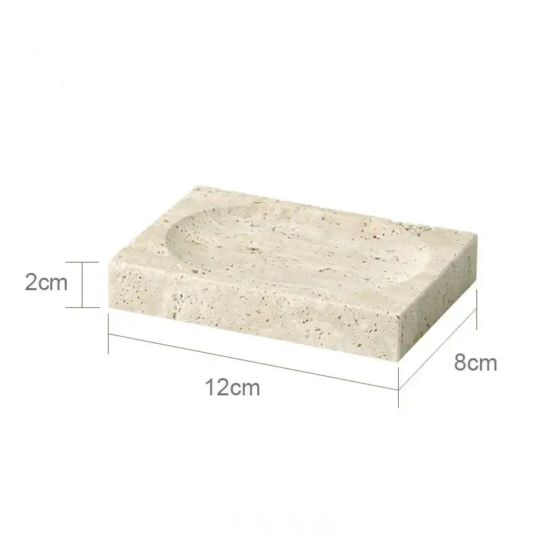 Beige travertine marble soap dish with central oval recess from decorbites beige travertine bathroom accessories set